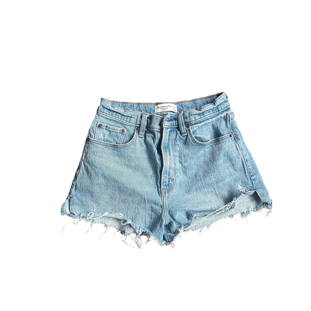 Abercrombie & Fitch Curve Love High Rise Mom Shorts Light Wash Denim Size 27 4